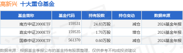 南方中证2000ETF重仓股_高新兴股票大跌原因_高新兴股票分析